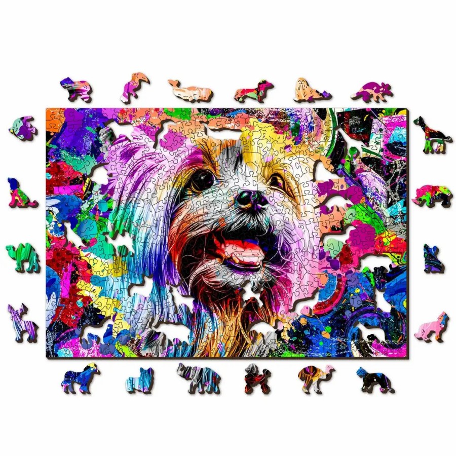 Wooden Jigsaw Puzzles Wooden City | Pop Art Yorkshire Terrier 500 Wooden Puzzle