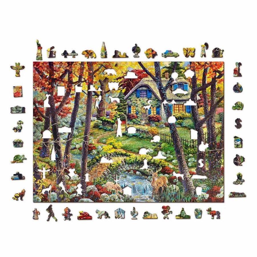 Wooden Jigsaw Puzzles Wooden City | A Cottage In The Woods 1000 Wooden Puzzle