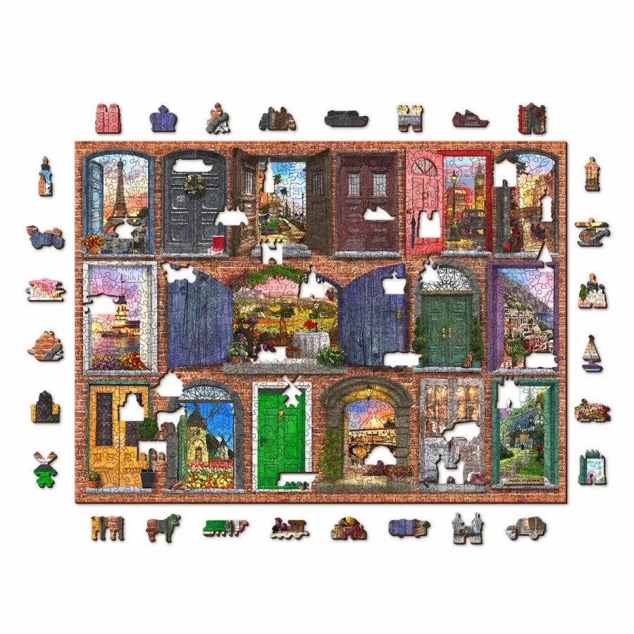 Wooden Jigsaw Puzzles Wooden City | Open And Close Doors 1000 Wooden Puzzle