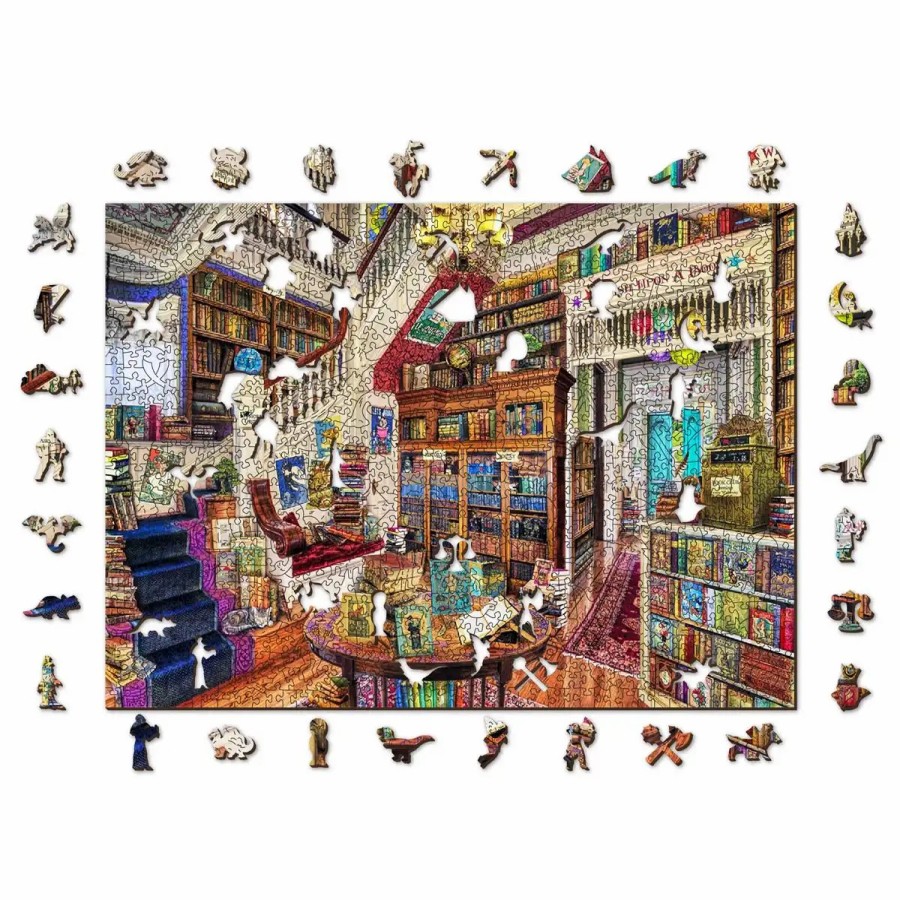 Wooden Jigsaw Puzzles Wooden City | Wish Upon A Bookshop 1000 Wooden Puzzle