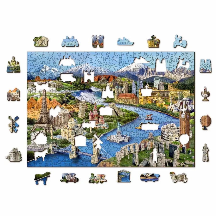 Wooden Jigsaw Puzzles Wooden City | World Landmarks 500 Wooden Puzzle