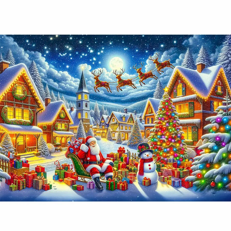 Wooden Jigsaw Puzzles Wooden City | Santa'S Joyful Journey 1000 Wooden Puzzle