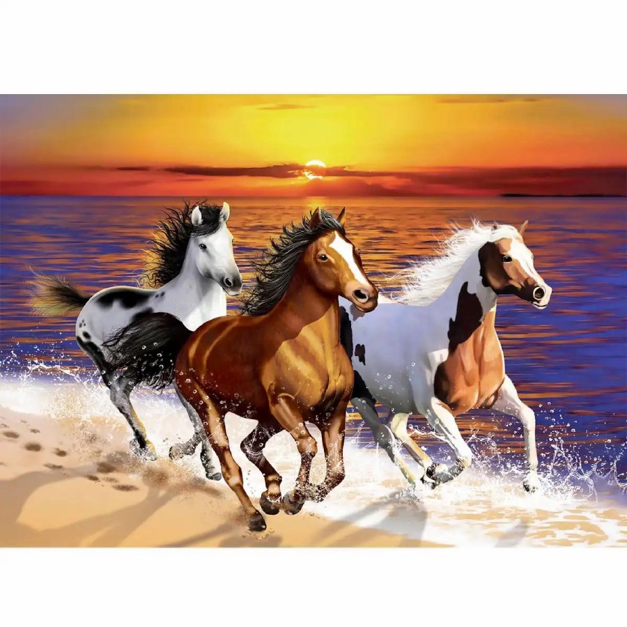 Wooden Jigsaw Puzzles Wooden City | Wild Horses On The Beach 4000 Wooden Puzzle