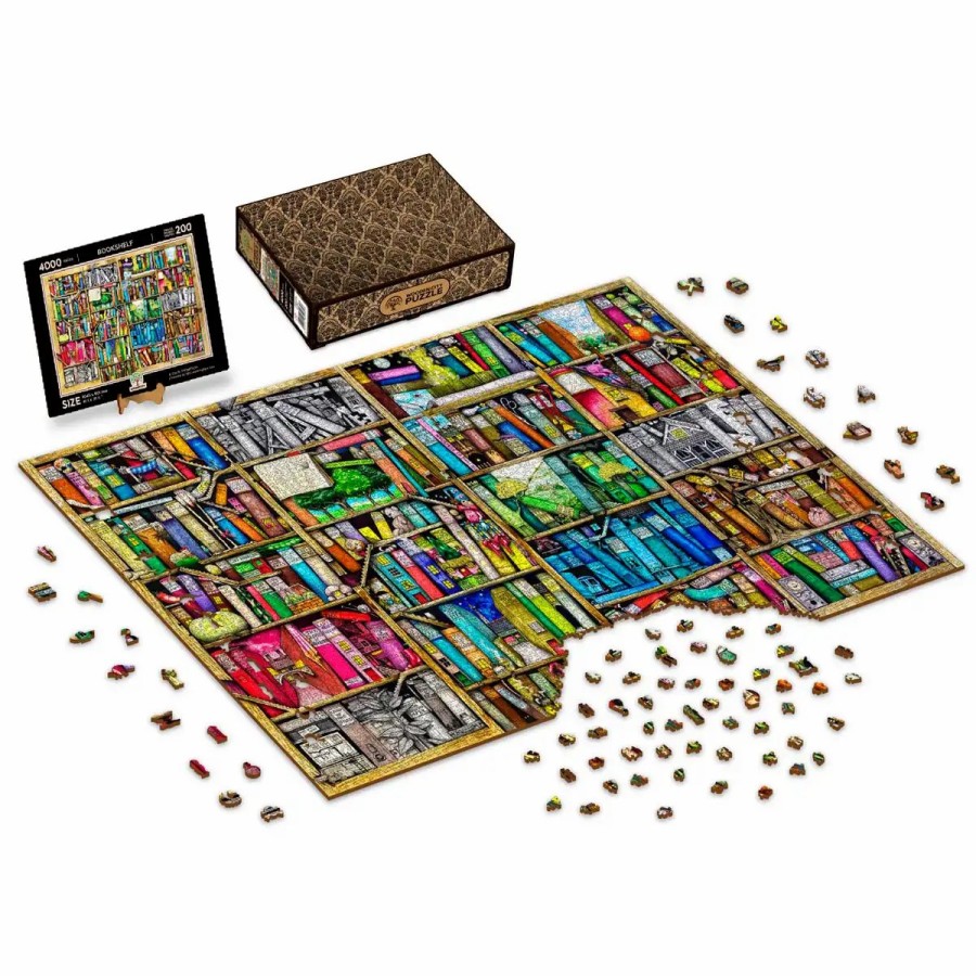 Wooden Jigsaw Puzzles Wooden City | Bookshelf 4000 Wooden Puzzle