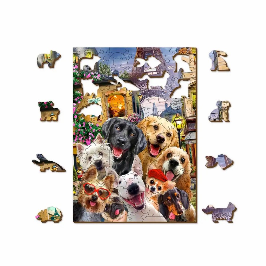 Wooden Jigsaw Puzzles Wooden City | Puppies In Paris 200 Wooden Puzzle