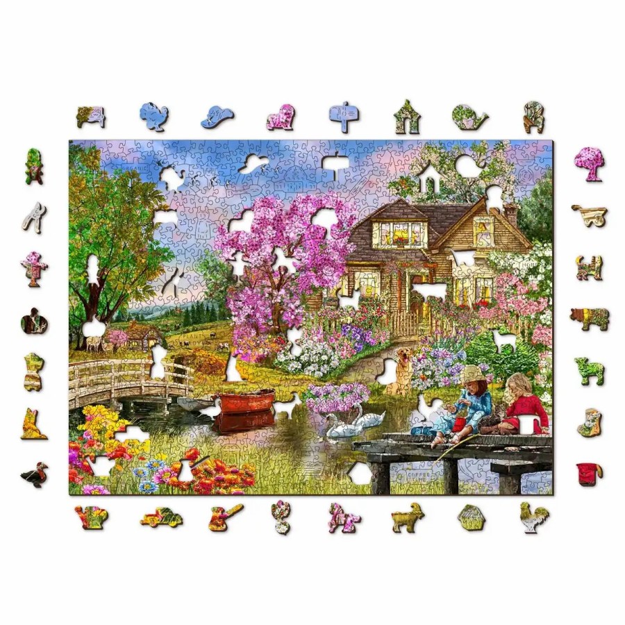 Wooden Jigsaw Puzzles Wooden City | Spring Cottage 1000 Wooden Puzzle