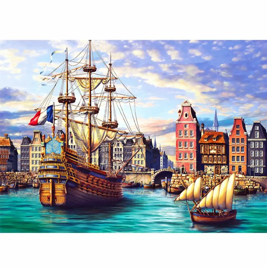 Wooden Jigsaw Puzzles Wooden City | Old Ships In Harbour 500 Wooden Puzzle