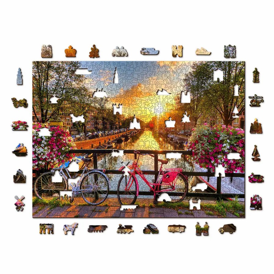 Wooden Jigsaw Puzzles Wooden City | Bicycles Of Amsterdam 1000 Wooden Puzzle