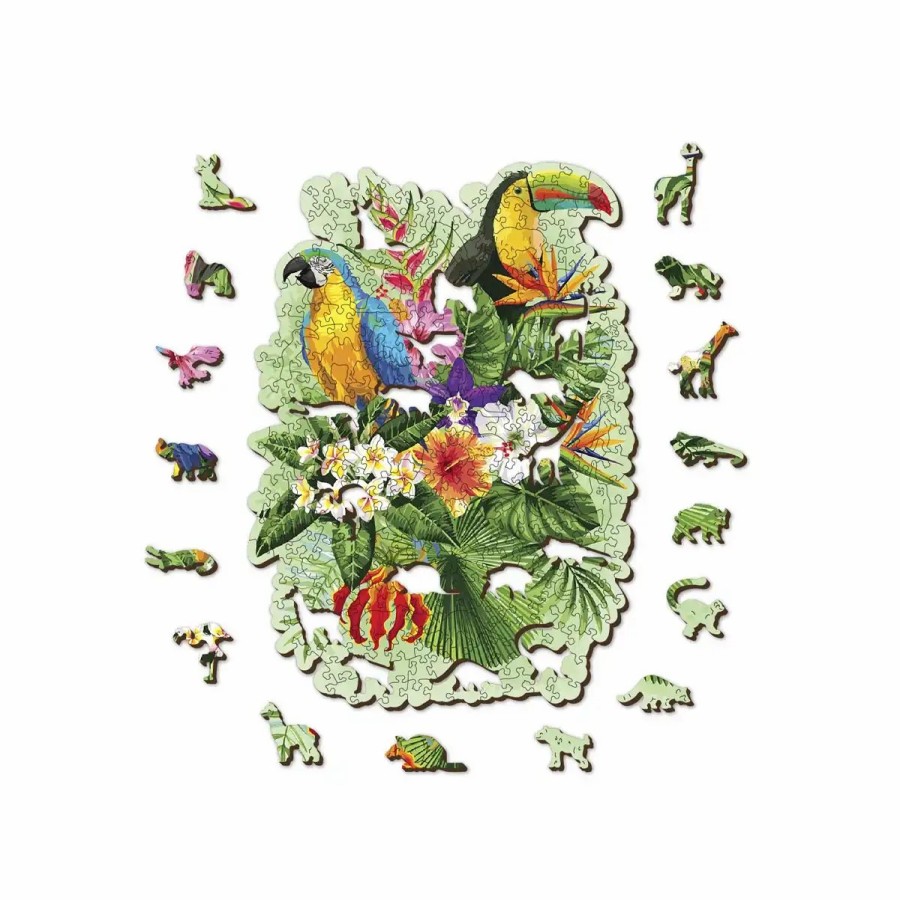 Wooden Jigsaw Puzzles Wooden City | Tropical Birds 300 Wooden Puzzle