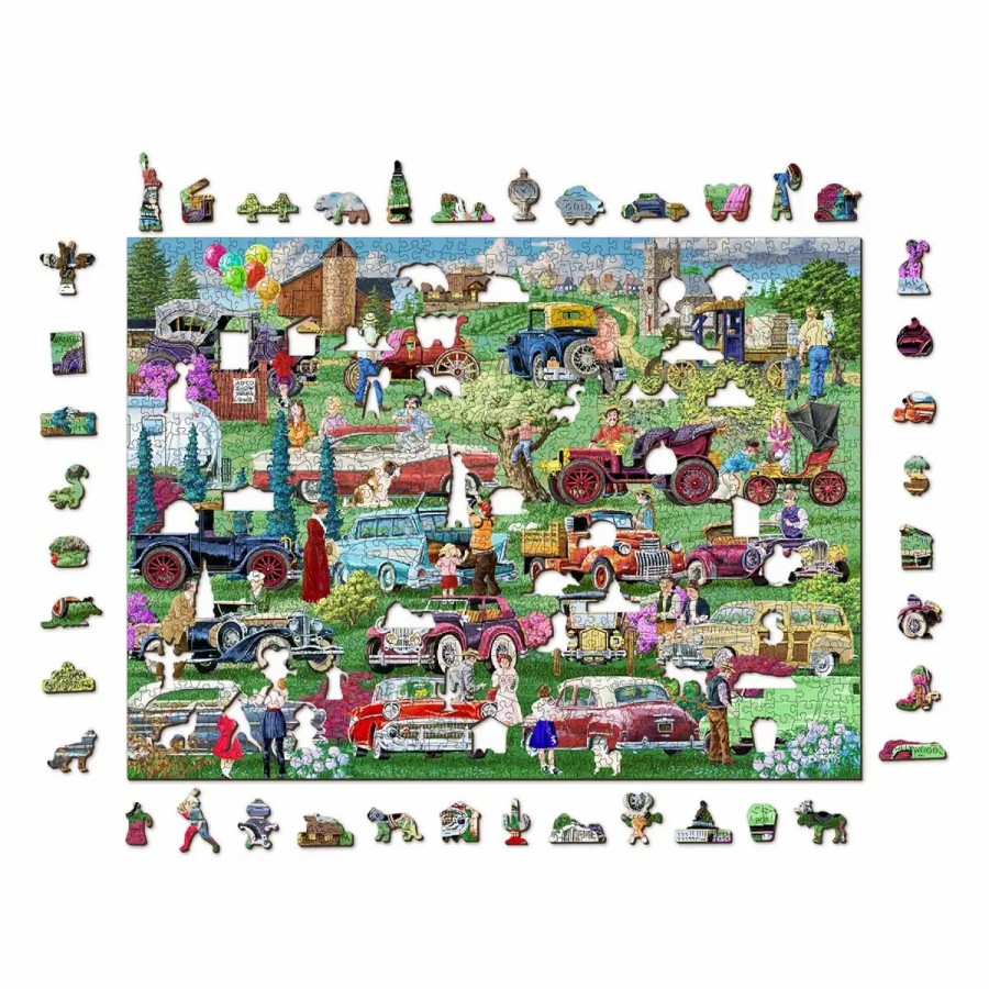 Wooden Jigsaw Puzzles Wooden City | Vintage Cars 1000 Wooden Puzzle