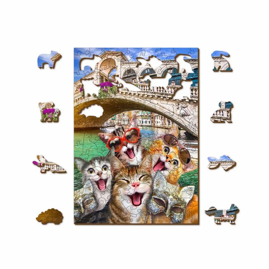 Wooden Jigsaw Puzzles Wooden City | Kittens In Venice 200 Wooden Puzzle