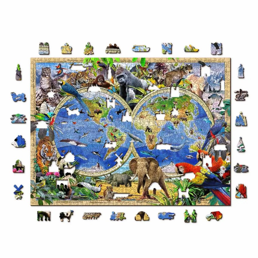 Wooden Jigsaw Puzzles Wooden City | Animal Kingdom Map 1000 Wooden Puzzle