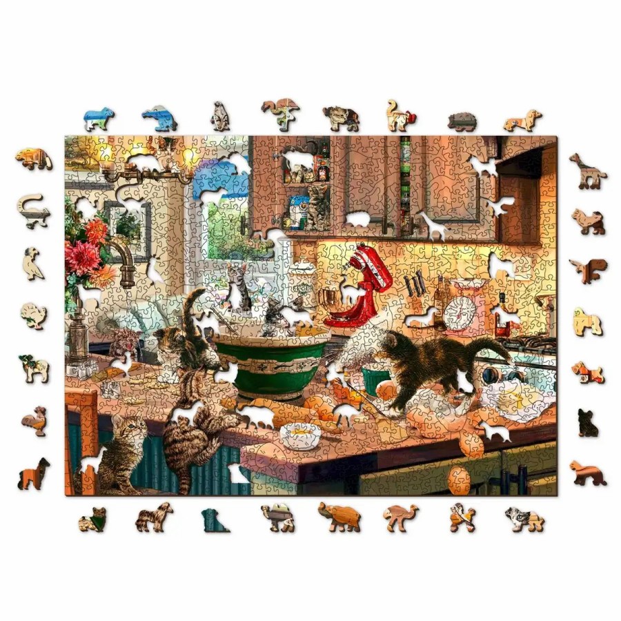 Wooden Jigsaw Puzzles Wooden City | Kitten Kitchen Capers 1000 Wooden Puzzle