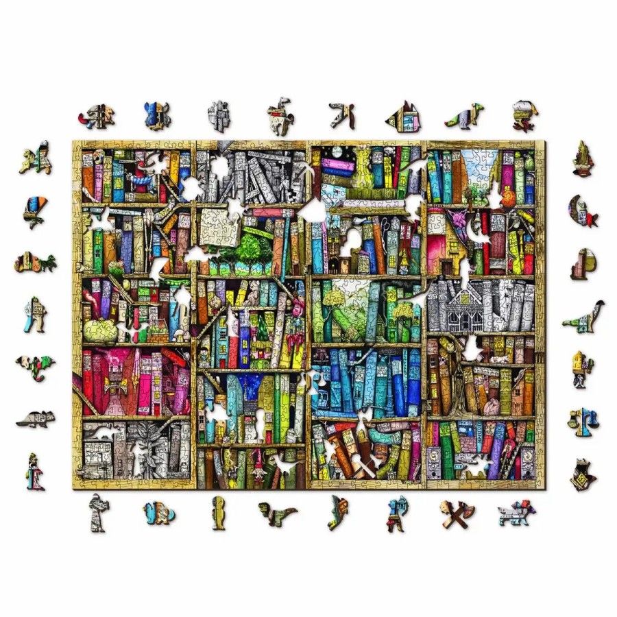 Wooden Jigsaw Puzzles Wooden City | Bookshelf 1000 Wooden Puzzle