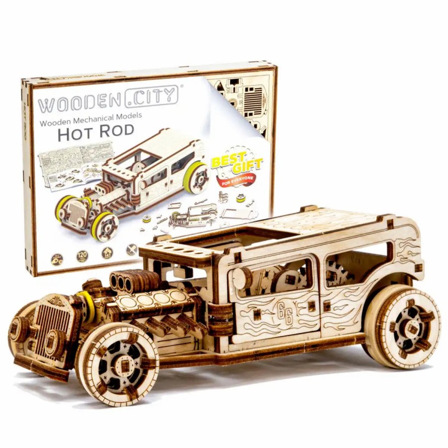 3D Wooden Puzzles Wooden City | 3D Wooden Car Puzzle – Hot Rod