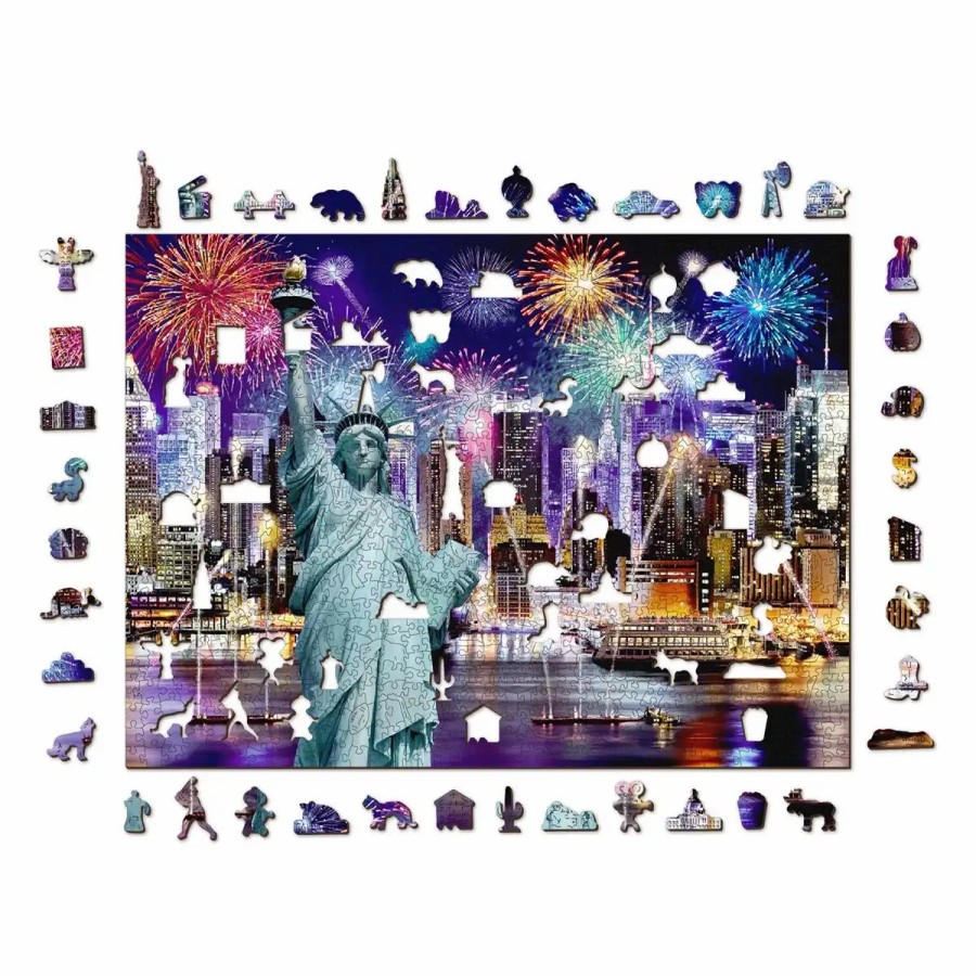 Wooden Jigsaw Puzzles Wooden City | New York By Night 1000 Wooden Puzzle