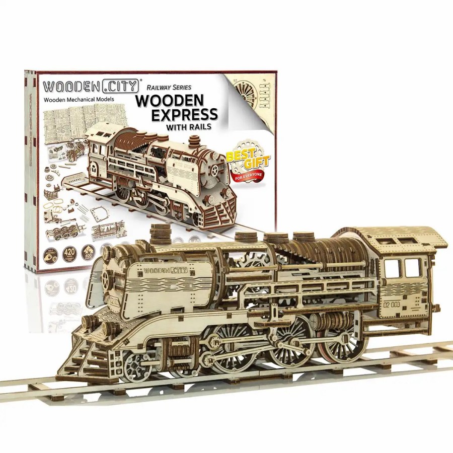 3D Wooden Puzzles Wooden City | 3D Wooden Train Puzzle – Wooden Express With Rails