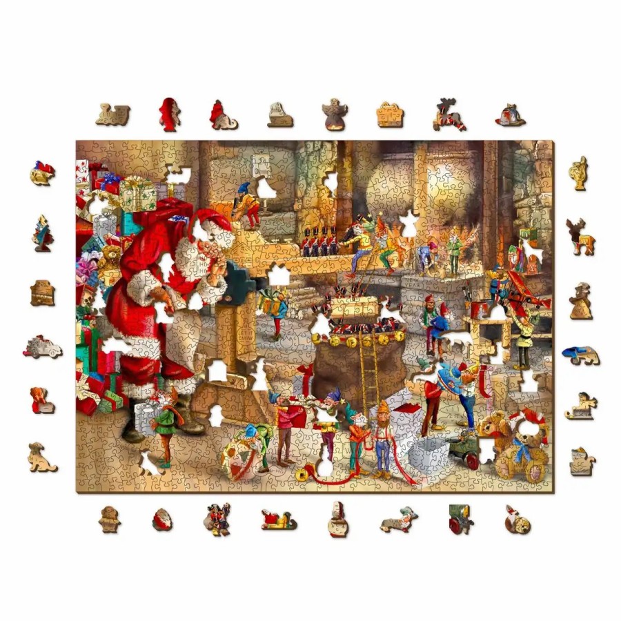 Wooden Jigsaw Puzzles Wooden City | Santa'S Workshop 1000 Wooden Puzzle