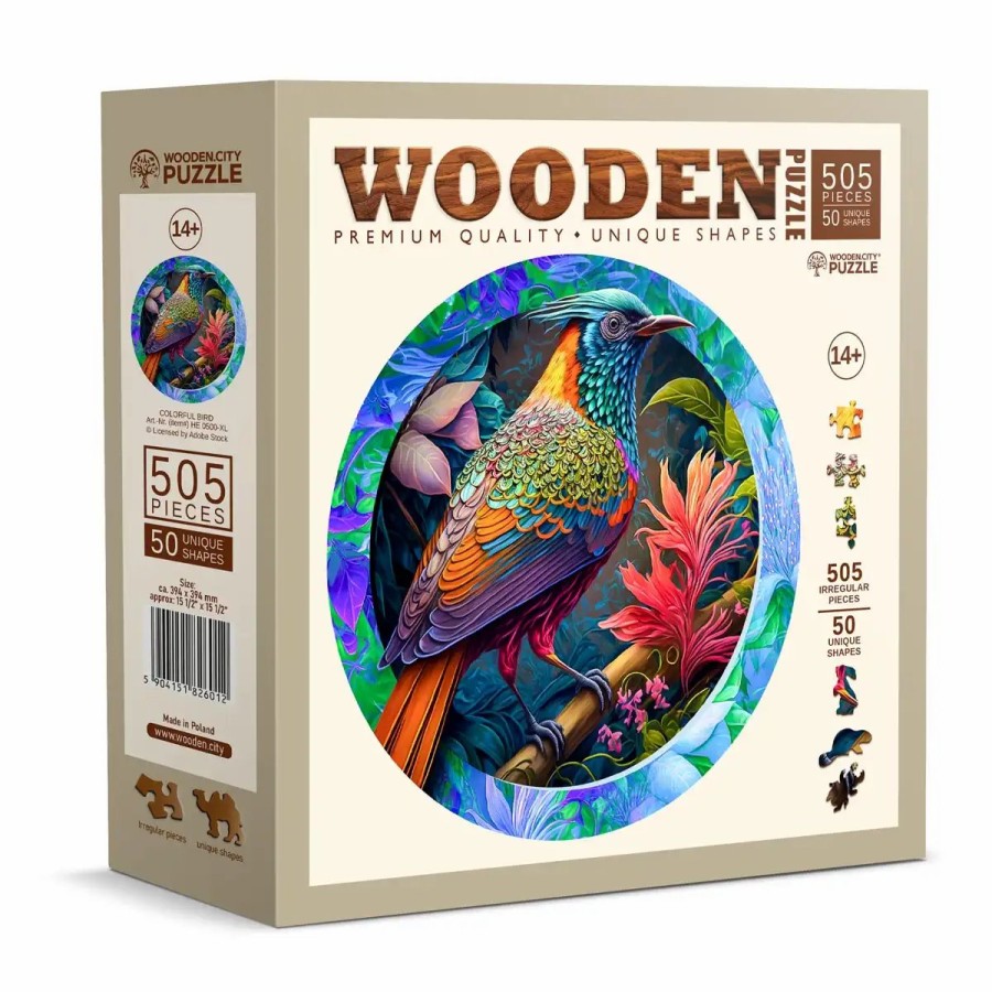 Wooden Jigsaw Puzzles Wooden City | Colorful Bird 500 Wooden Puzzle