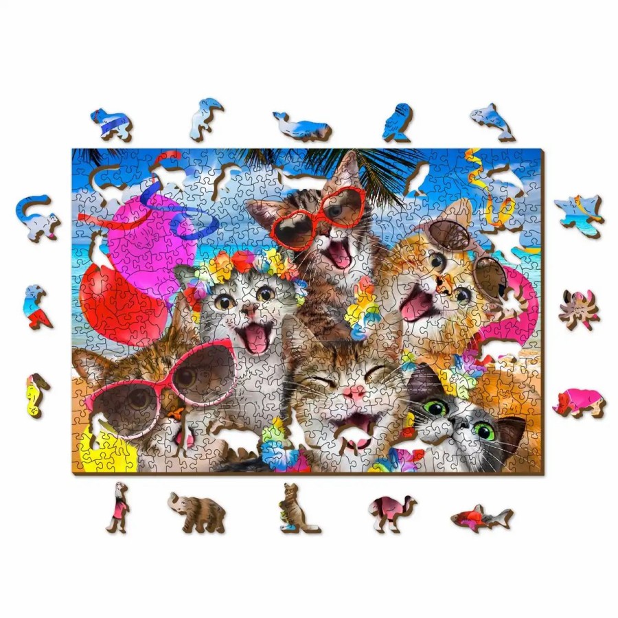 Wooden Jigsaw Puzzles Wooden City | Cat Party 500 Wooden Puzzle