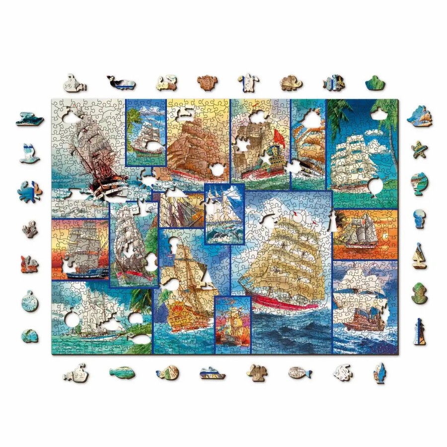 Wooden Jigsaw Puzzles Wooden City | Sailing Ships 1000 Wooden Puzzle