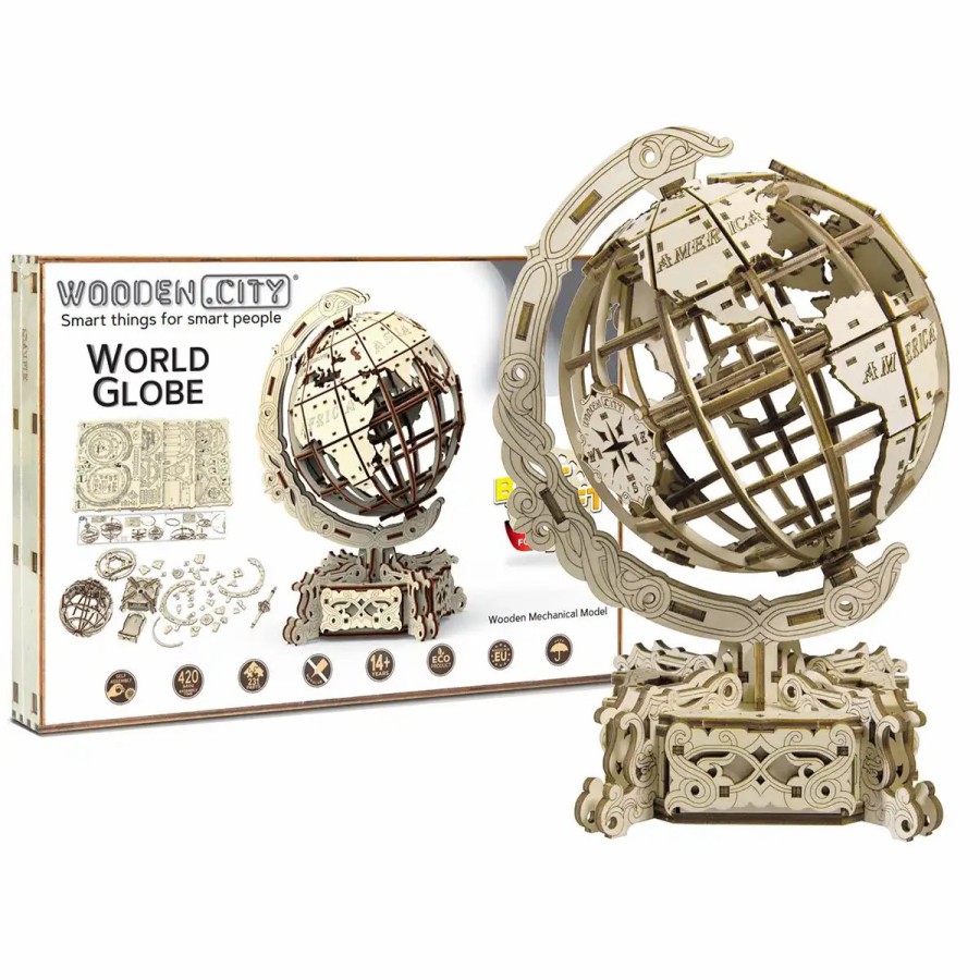 3D Wooden Puzzles Wooden City | 3D Wooden Travel Puzzle – World Globe