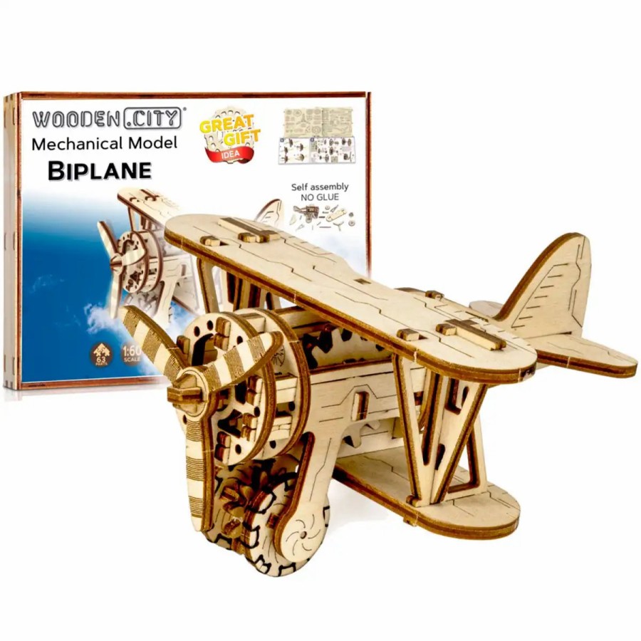 3D Wooden Puzzles Wooden City | 3D Wooden Plane Puzzle – Biplane