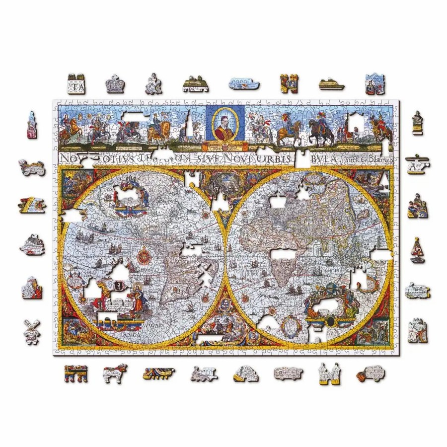 Wooden Jigsaw Puzzles Wooden City | Nova Terrarum Antique Map 1000 Wooden Puzzle