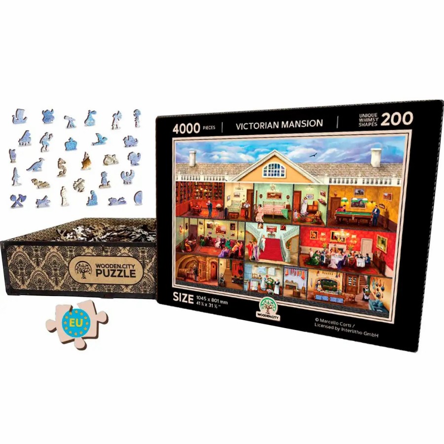 Wooden Jigsaw Puzzles Wooden City | Victorian Mansion 4000 Wooden Puzzle