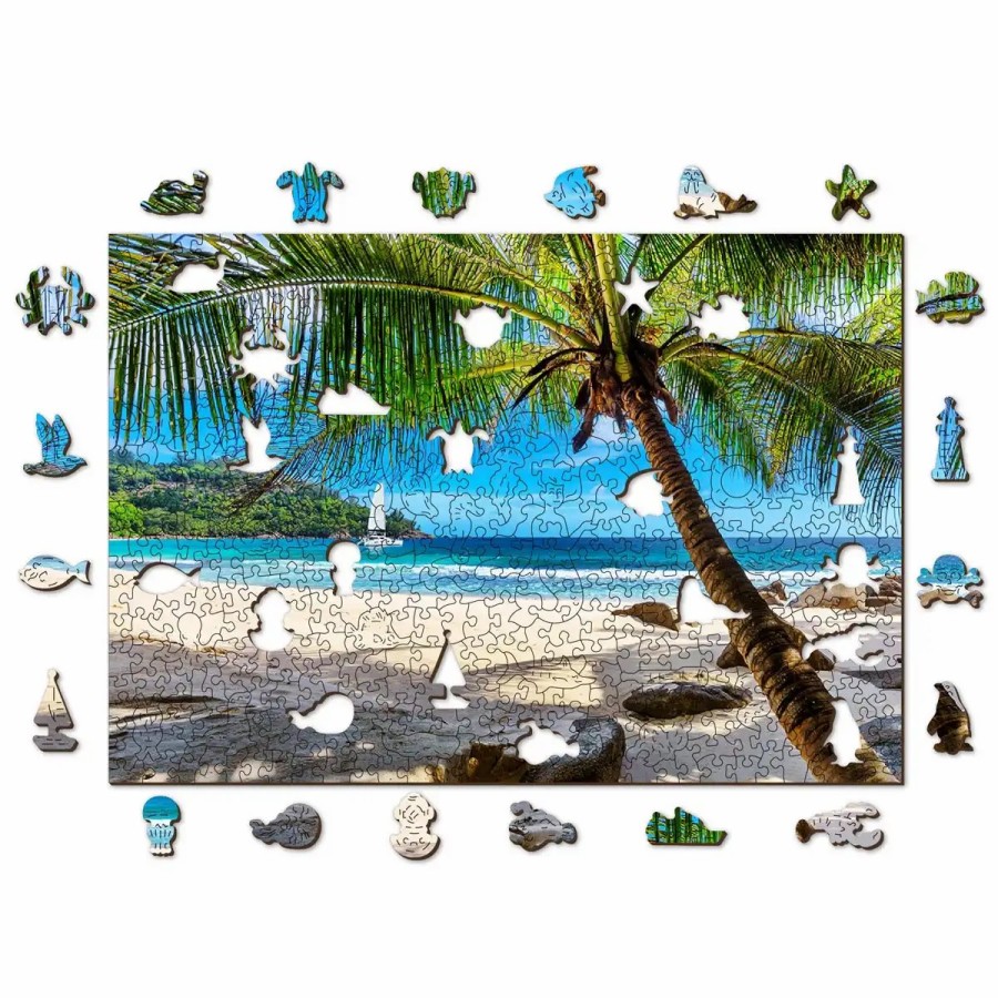 Wooden Jigsaw Puzzles Wooden City | Paradise Island Beach, Caribbean Sea 500 Wooden Puzzle