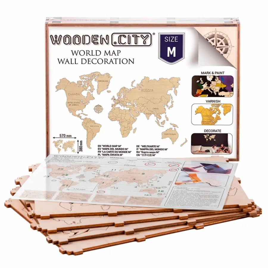 Wooden World Map Puzzle Wooden City | World Map M Wooden Puzzle 3D