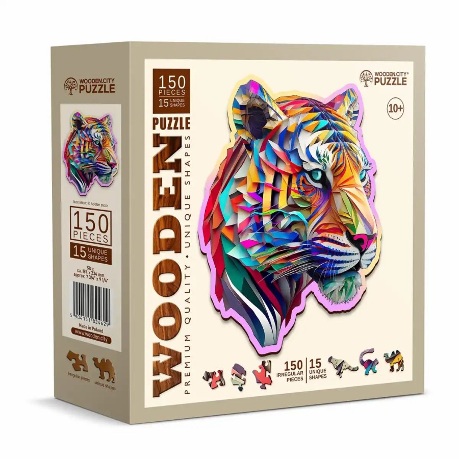 Wooden Jigsaw Puzzles Wooden City | Colorful Tiger 150 Wooden Puzzle