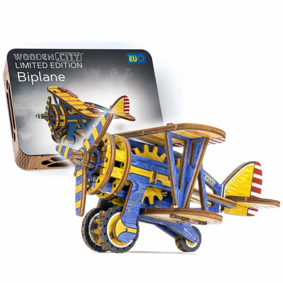 3D Wooden Puzzles Wooden City | 3D Wooden Plane Puzzle – Biplane Limited Edition