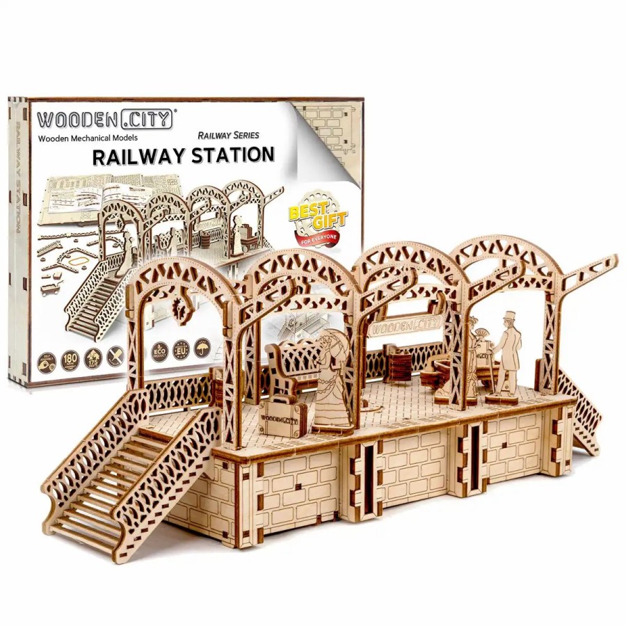 3D Wooden Puzzles Wooden City | 3D Wooden Train Puzzle – Railway Station