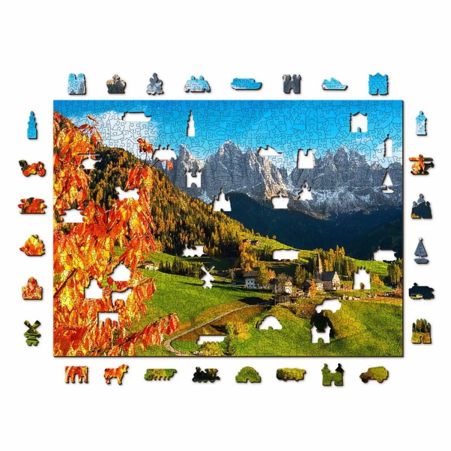 Wooden Jigsaw Puzzles Wooden City | Sankt Magdalena, Dolomites, Italy 1000 Wooden Puzzle